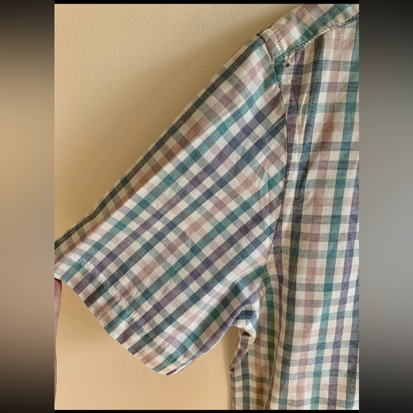 M&S Collection Relaxed Fit 100% Pure Cotton Small Checked Short Sleeve Shirt - Picture 5 of 8